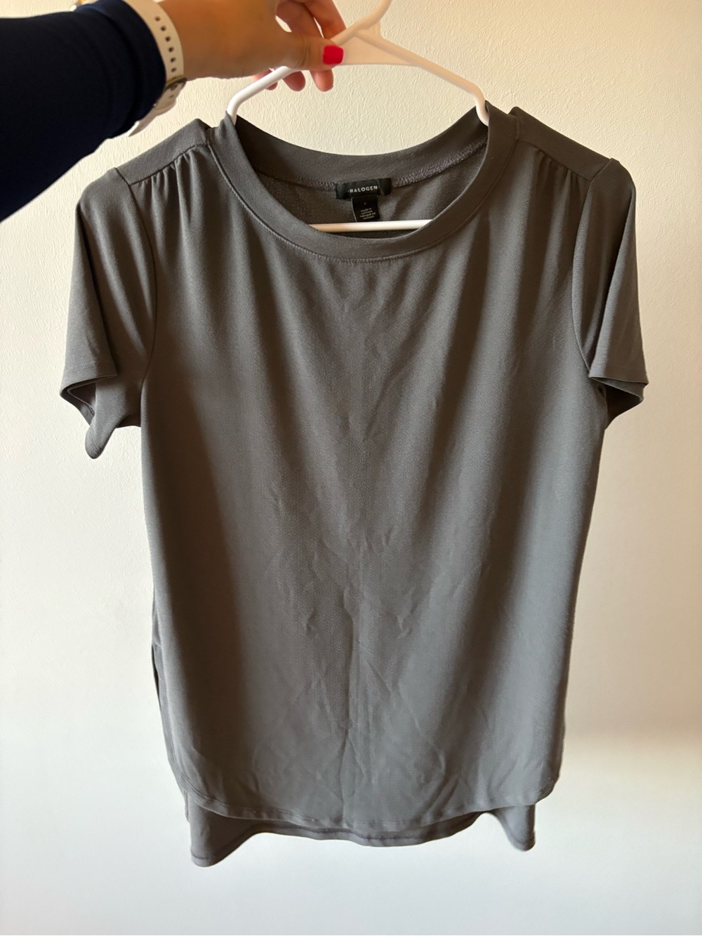Halogen Short Sleeve Crewneck Top in Gray